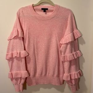 J. Crew Pink Ruffle Sleeve Sweater